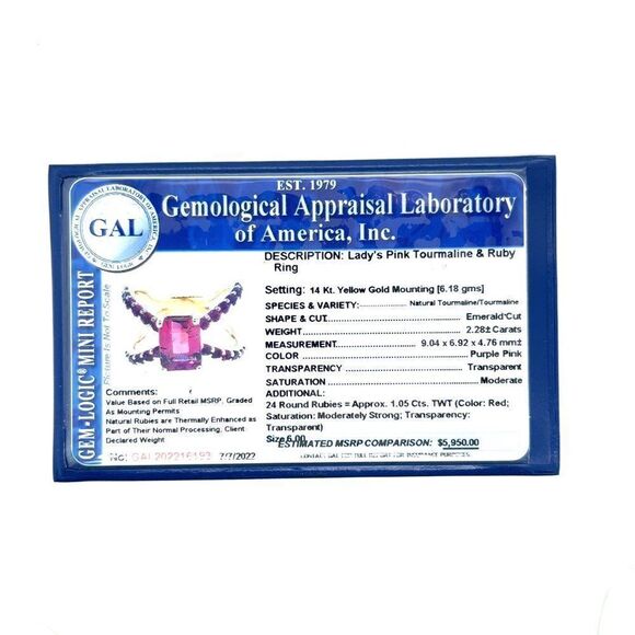 Natural Pink Tourmaline Ruby Ring 6 14k Y Gold 3.33 TCW Certified $5,950 216193 - Picture 9 of 9